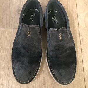 Clarks Gray Blue Suede Loafers Slip-Ons
